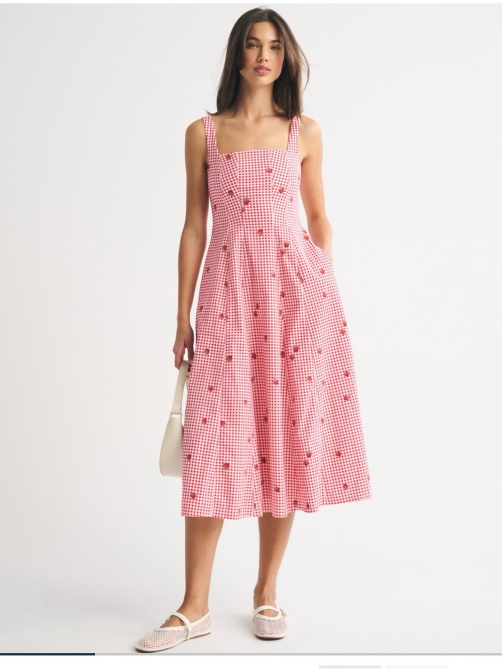 Abercrombie & Fitch Mila Midi Red Gingham Small NWT - Picture 1 of 5